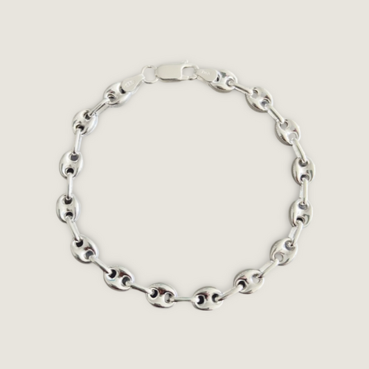 Sterling Silver Puffed Mariner Bracelet