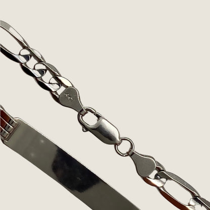 Men’s ID Figaro White Gold Bracelet